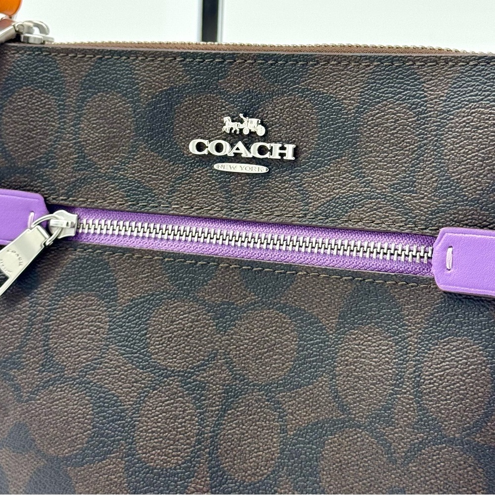 Coach Mini Rowan File Bag - SV/Brown/Iris Multi - Picture 3 of 11